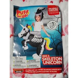 Child 4-6yrs Inflatable Costume Blow Up Ride Skeleton Unicorn Halloween NO MOTOR